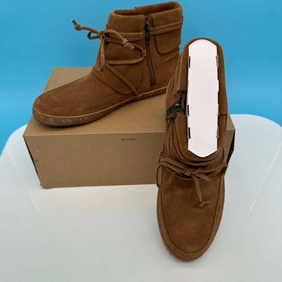 UGG Shoes - UGG Women's Reid Tie Wrap Soft Suede Side Zip Moc Ankle Boot, Size 8, Chestnut